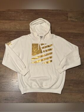 Popular Demand White & Gold Foil Flag Graphic Hoodie